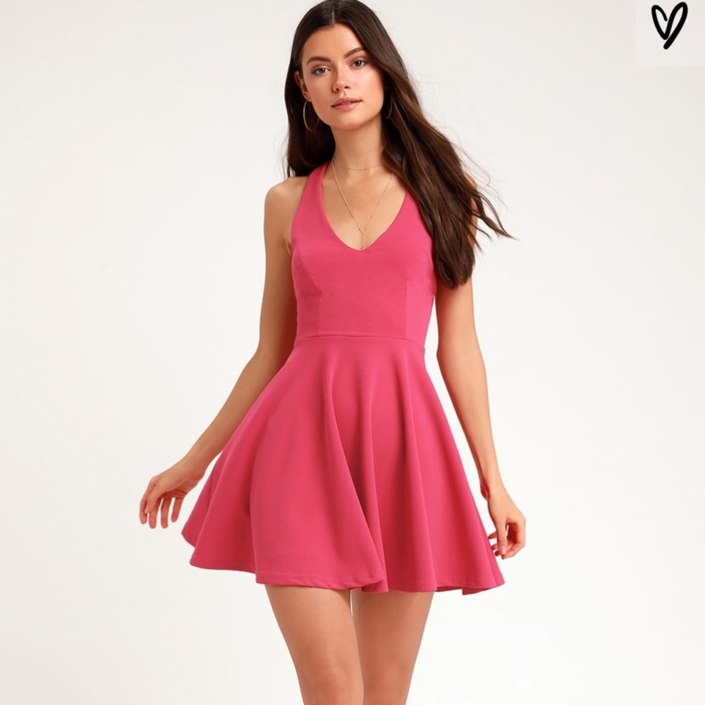 LuLus Lawson Magenta Skater Dress